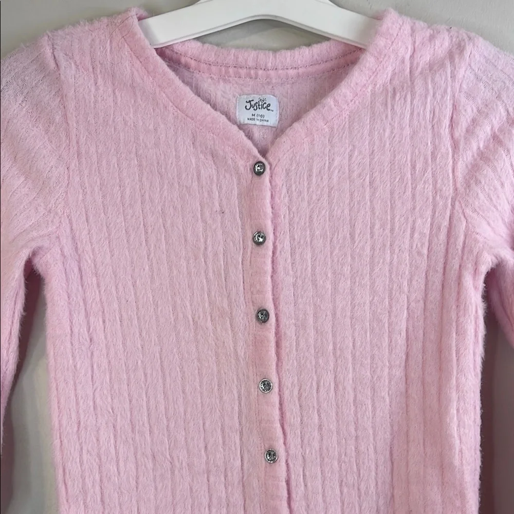 Justice Girls Pink Cardigan Sweater Size Medium (10) #10